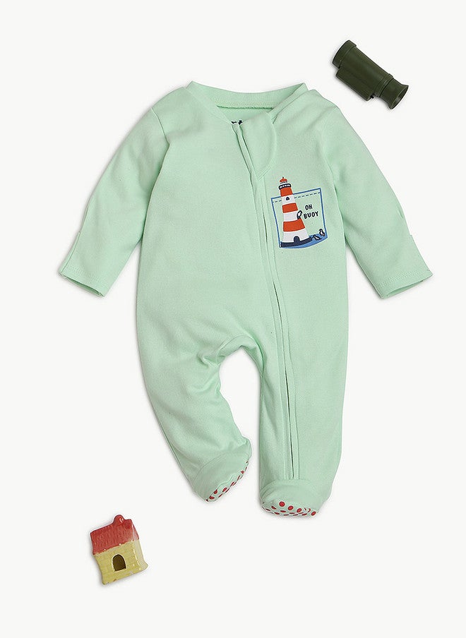 BONTOTS Infant Boys Lighthouse Printed Organic Cotton Sleepsuit - Image 2